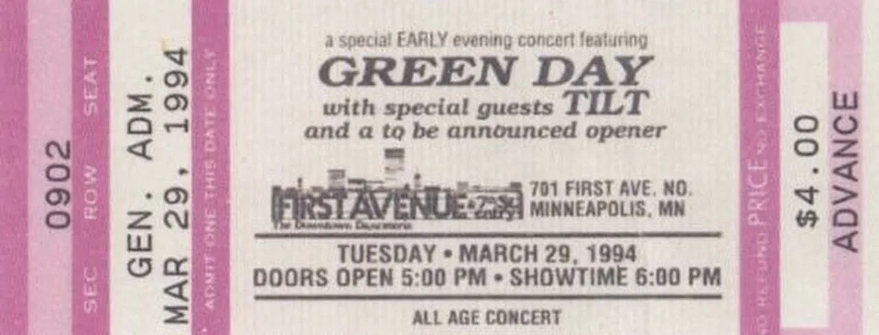 29 March 1994 - Minneapolis, MN - First Avenue - Ticket
