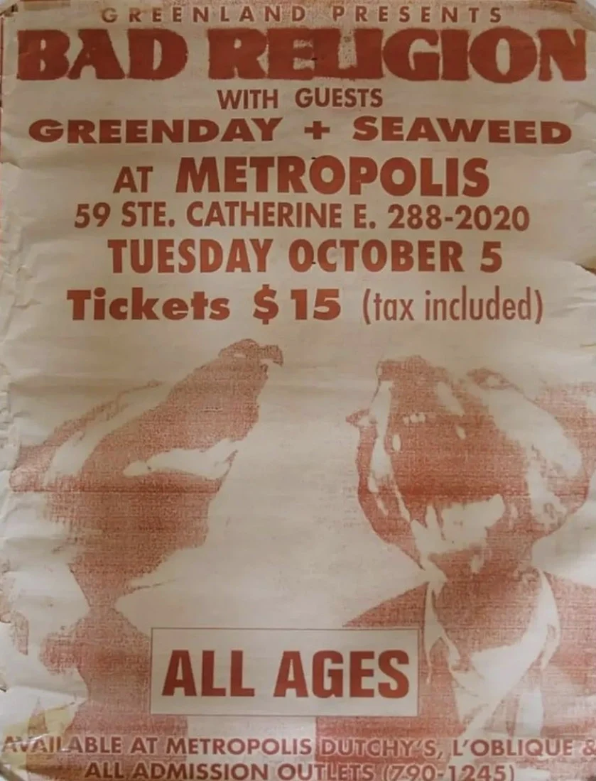 5 October 1993 - Montreal, QC - Metropolis - Flyer