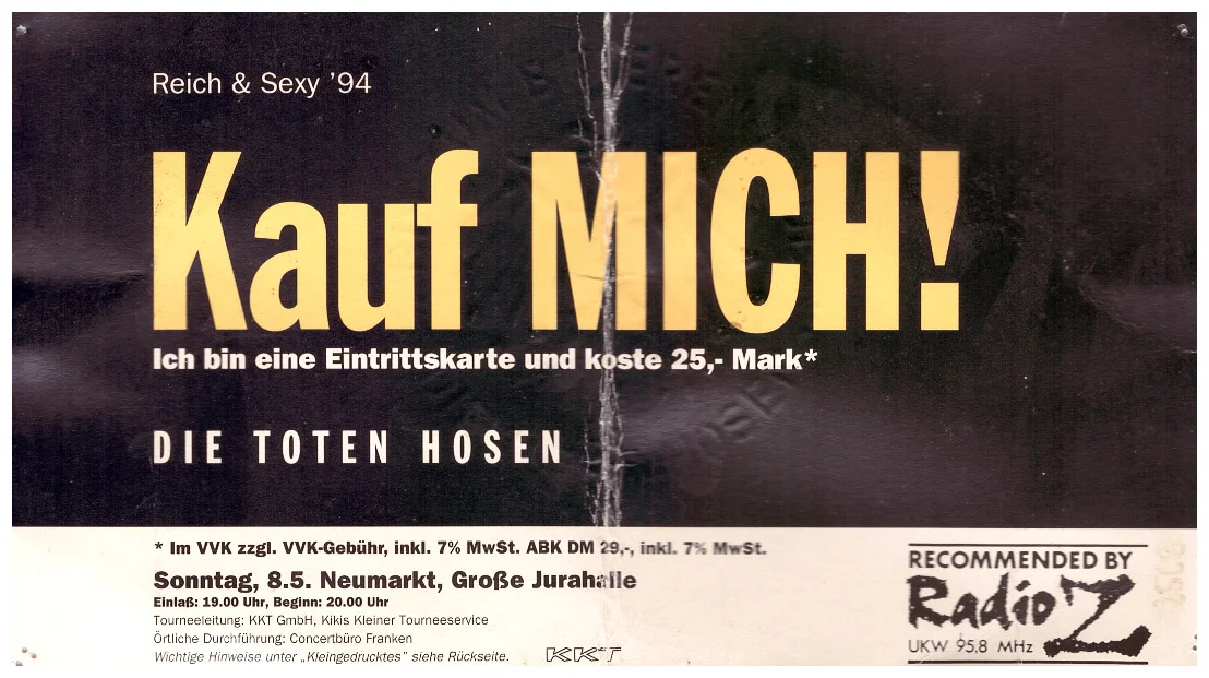 8 May 1994 - Neumarkt, Germany - Große Jurahalle - Ticket
