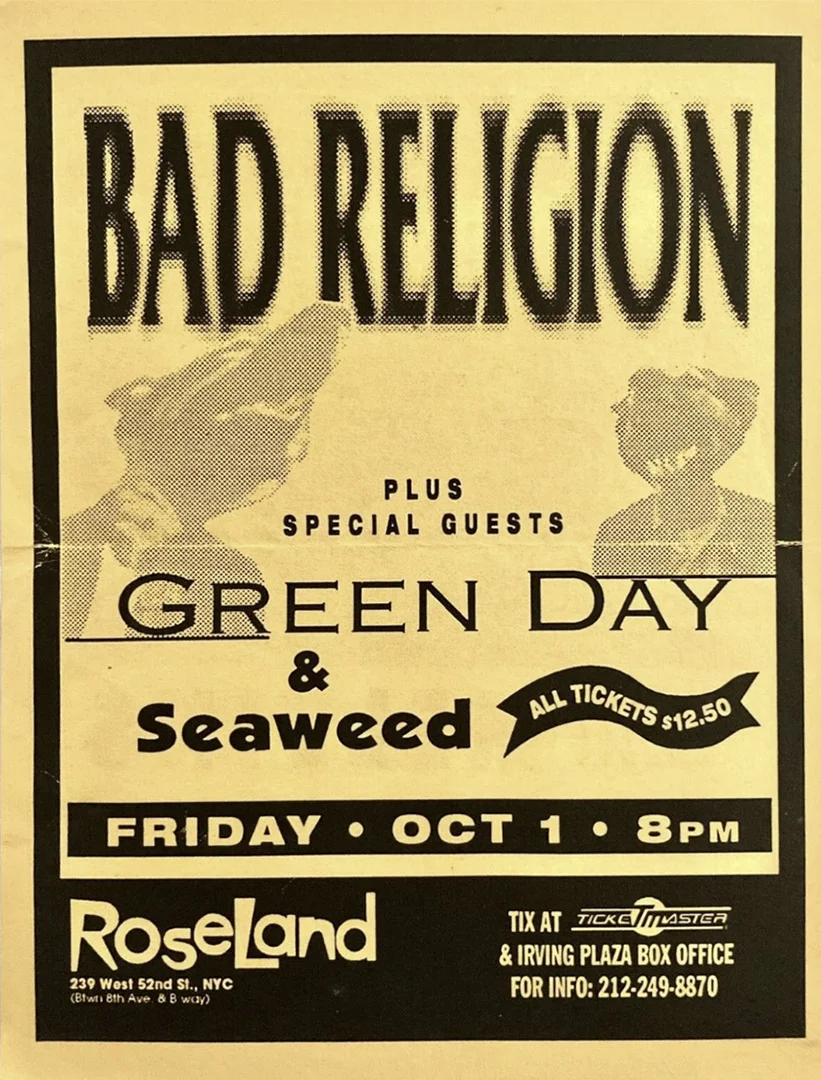 1 October 1993 - New York, NY - Roseland Ballroom - Flyer