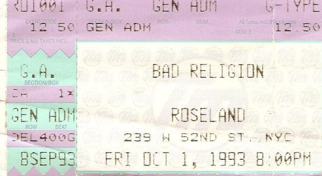 1 October 1993 - New York, NY - Roseland Ballroom - Flyer