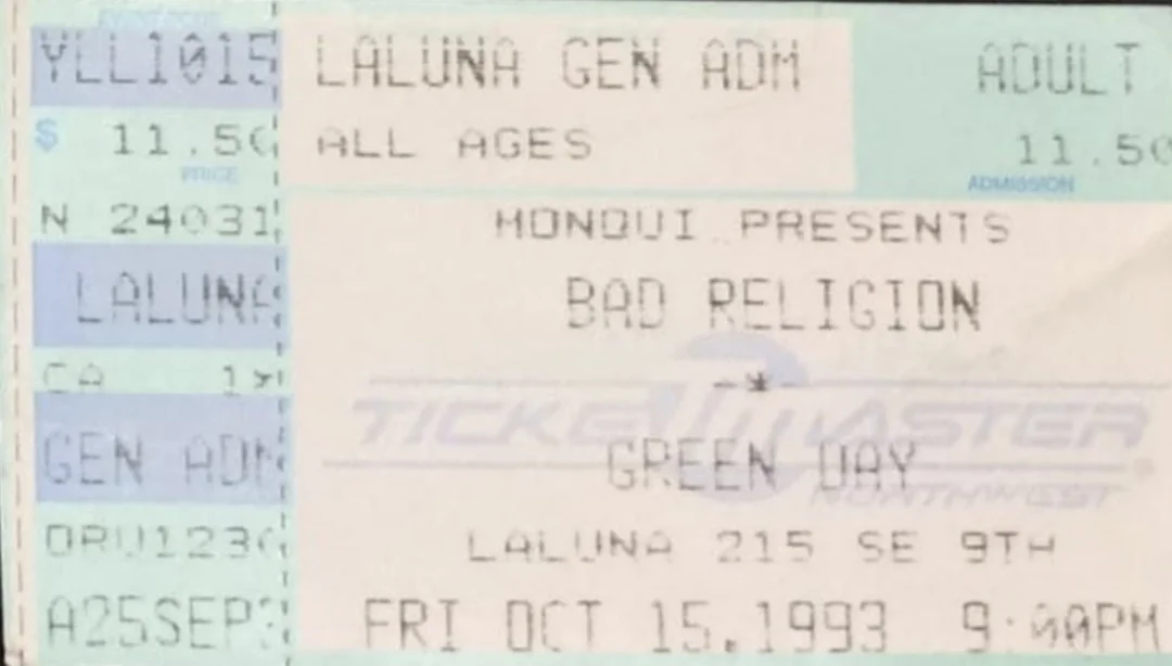 15 October 1993 - Portland, OR - La Luna - Ticket