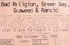 13 October 1993 - Salt Lake City, UT - Ticket