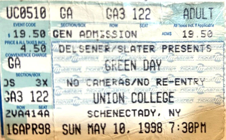 10 May 1998 - Schenectady, NY - Union College - Ticket