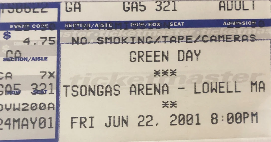 22 June 2001 - Lowell, MA - Tsongas Arena - Ticket
