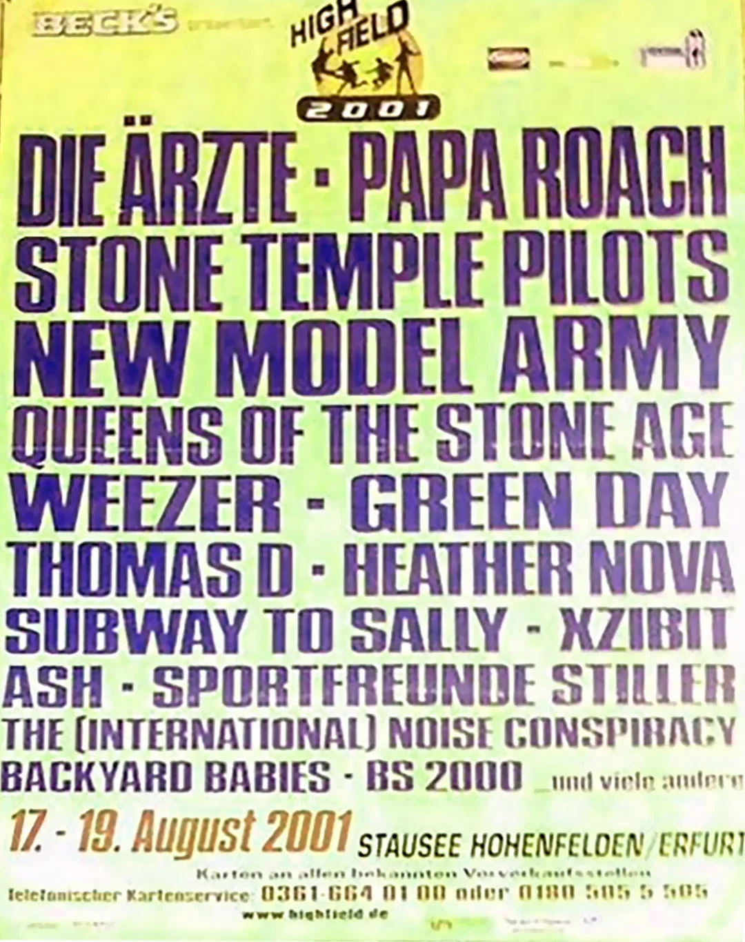19 August 2001 - Highfield Festival - Poster
