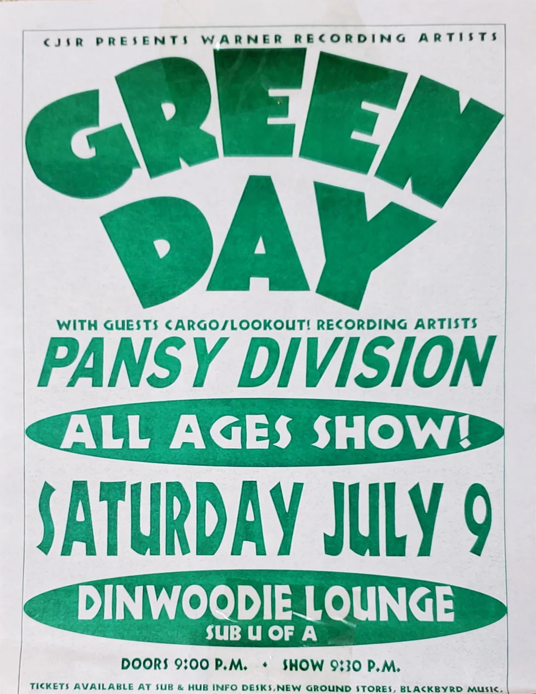 9 July 1994 - Edmonton, AB - Dinwoodie Lounge - Flyer