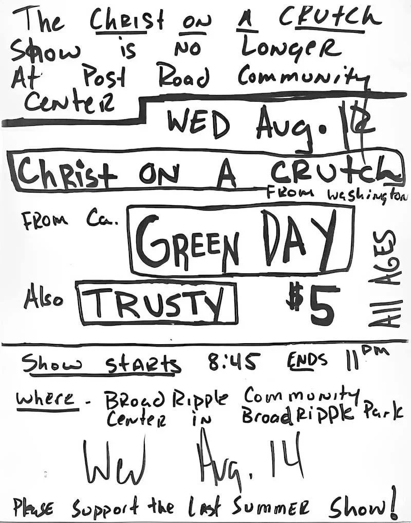 14 August 1991 - Indianapolis, IN - Broad Ripple Community Center - Flyer