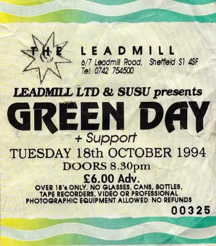 18 October 1994 - Sheffield, England - The Leadmill - Ticket