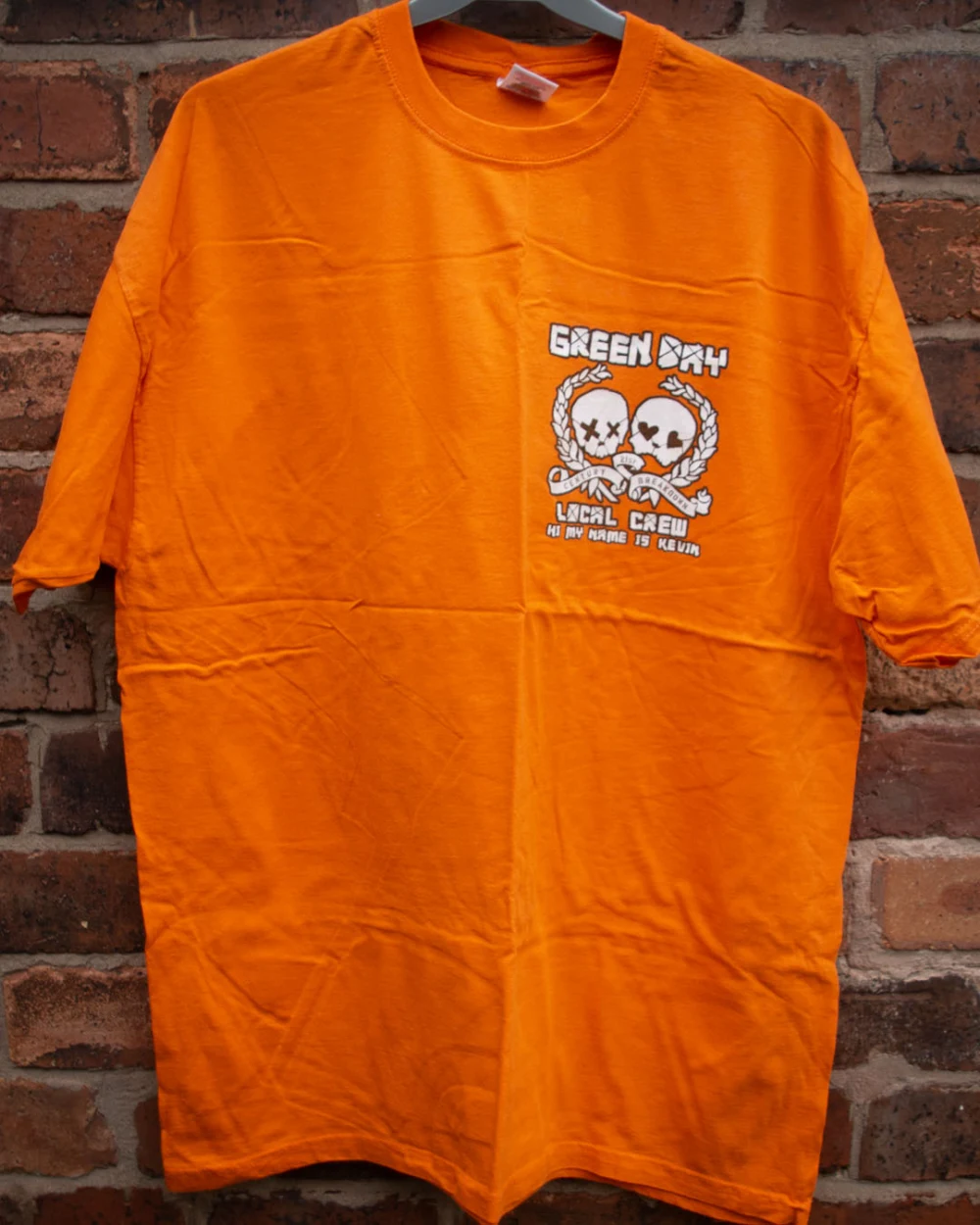 Orange 21st Century Breakdown local crew t-shirt - 'Hi my name is Kevin'