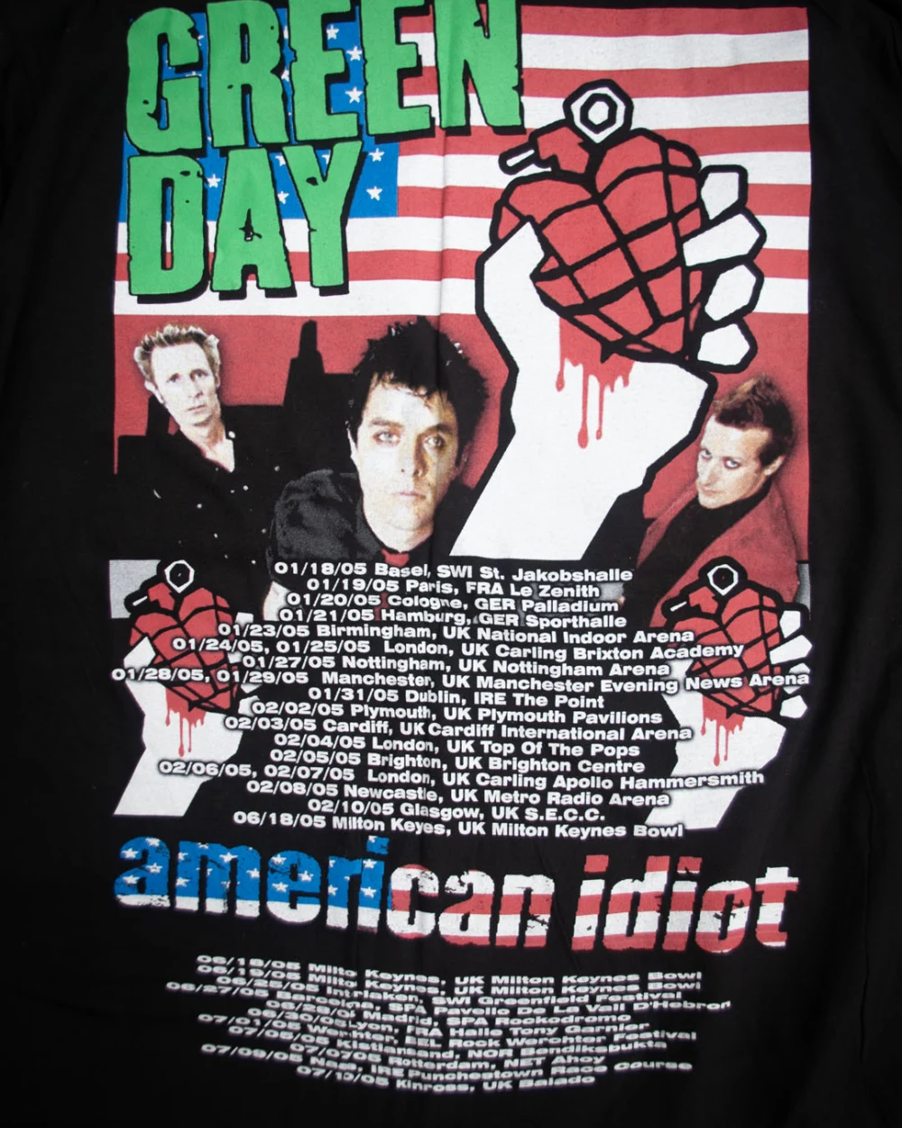 Bootleg American Idiot Europe tour shirt - back
