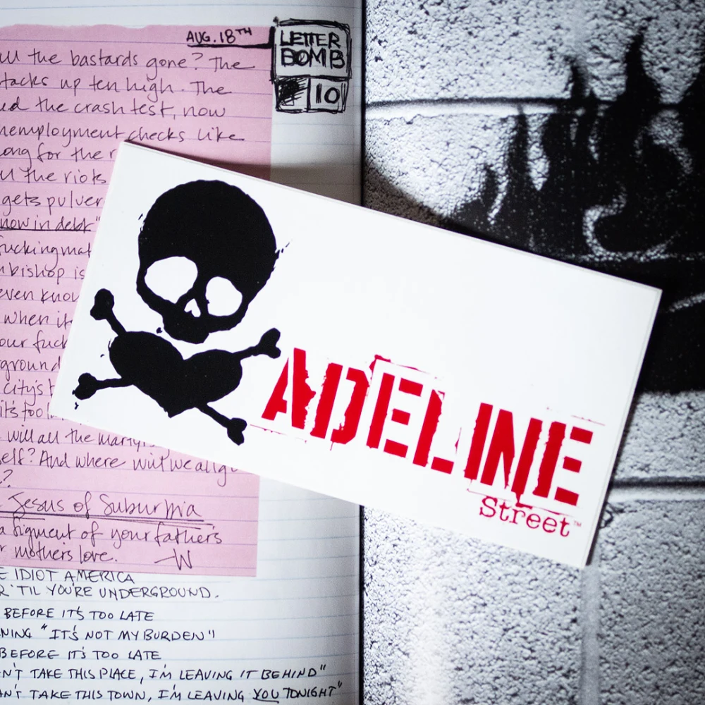 Adeline skull sticker - black, white and pink
