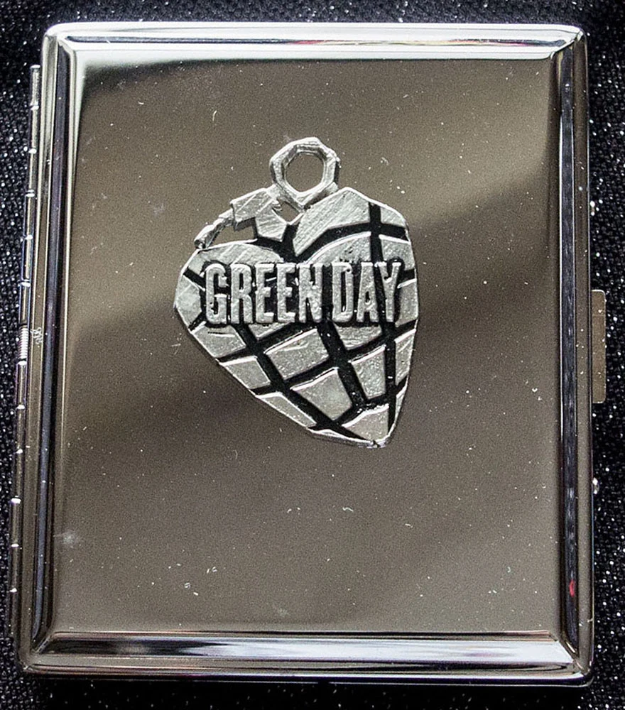 Green Day heart grenade steel cigarette tin