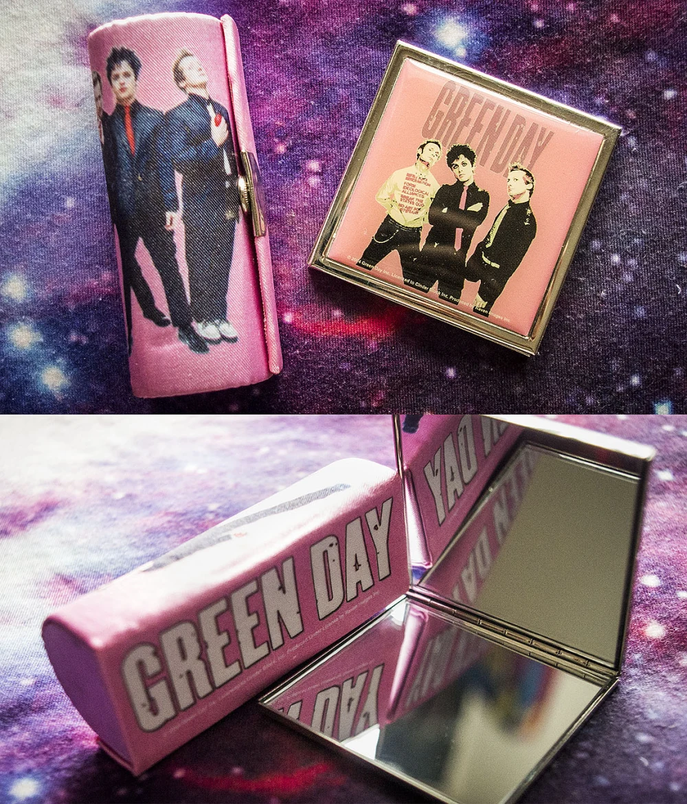 American Idiot era pink lipstick holder and pocket mirror