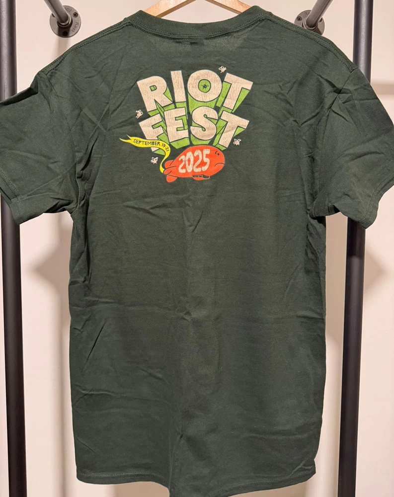 Riot Fest 2025 exclusive green t-shirt - back