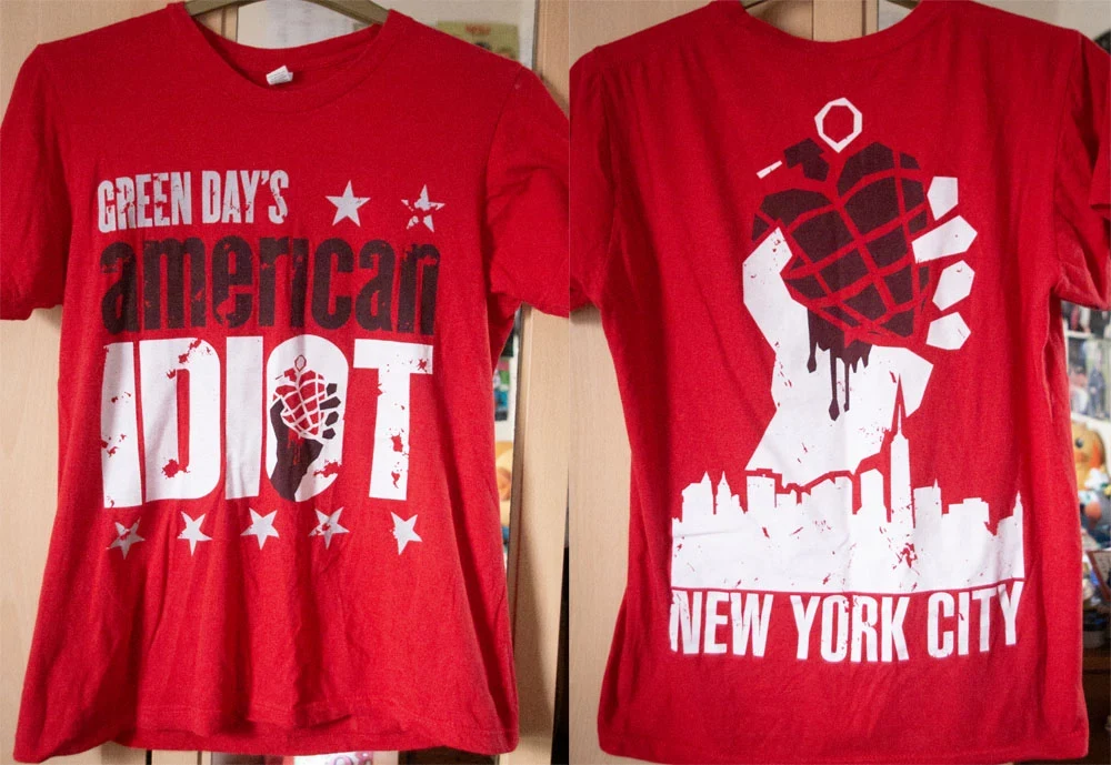 Green Day's American Idiot on Broadway - red New York City t-shirt