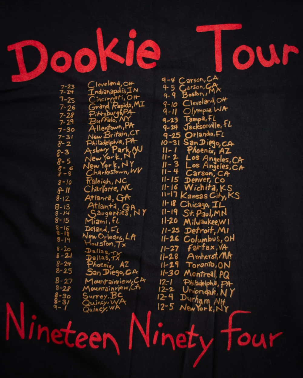 US Dookie Tour shirt - dates
