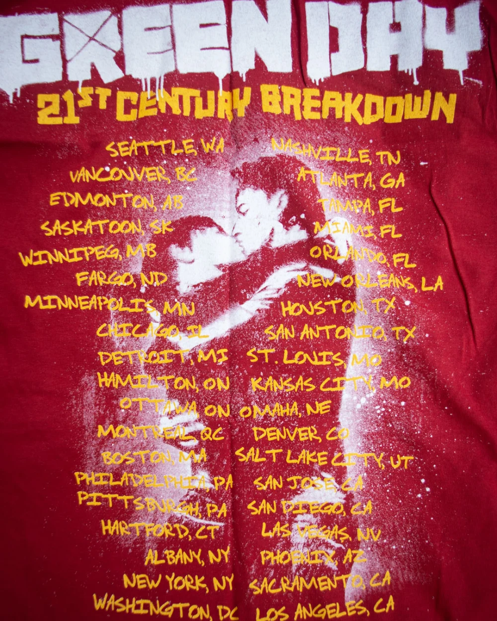 Red North American tour shirt - dates