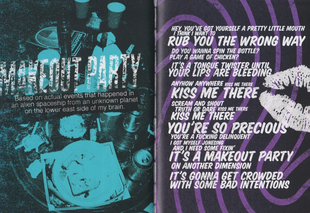 ¡Dos! hardcover lyric book - page 16-17 (Makeout Party)