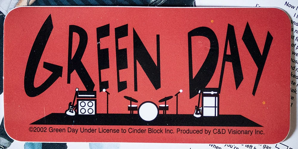 Red and black stage sticker