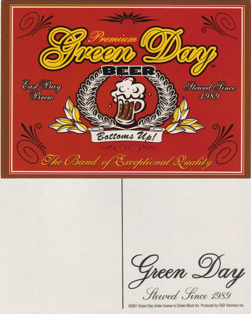 Green Day beer postcard (2001)