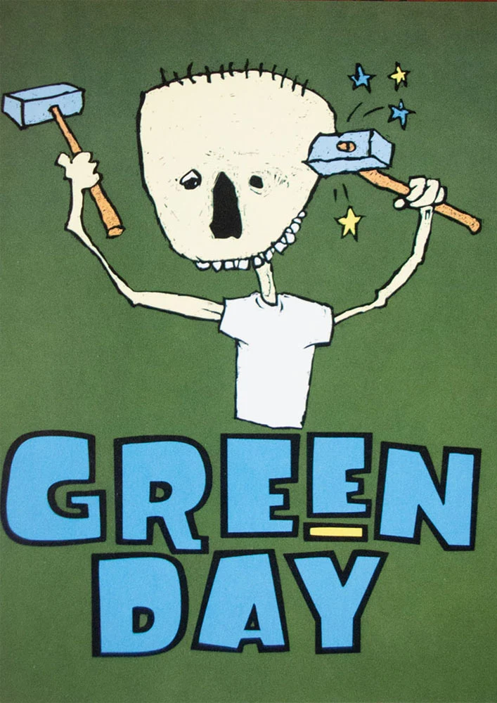 Green Day caveman postcard