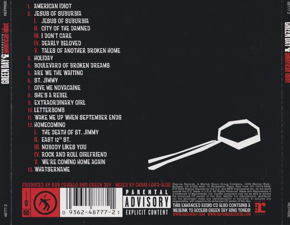 American Idiot - back cover