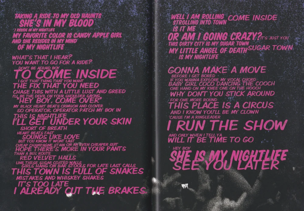 ¡Dos! hardcover lyric book - page 34-35 (Nightlife)