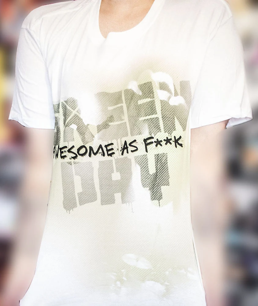 White and green Awesome as Fuck t-shirt