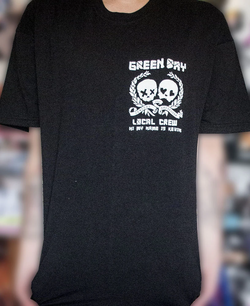 Black 21st Century Breakdown local crew t-shirt - 'Hi my name is Kevin'